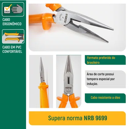 Alicate Bico Meia Cana 6" Isolado – SATA