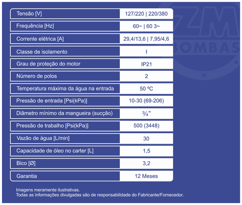Bomba ZM 30 Litros Completa Mono Motor WEG 220V