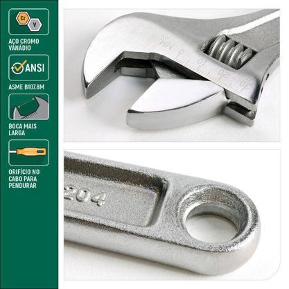 Chave de Boca / Inglesa / Ajustável 10" Sata