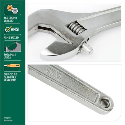 Chave de Boca / Inglesa / Ajustável 8" Sata