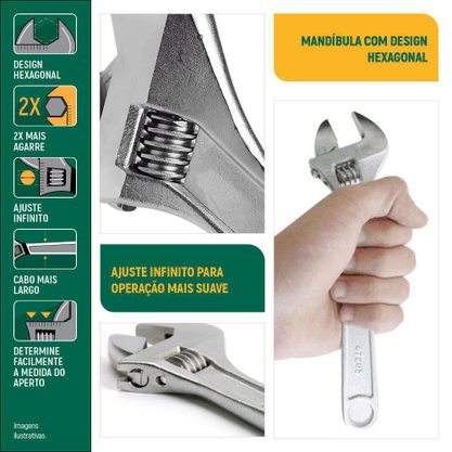 Chave de Boca / Inglesa / Ajustável 8" Sata