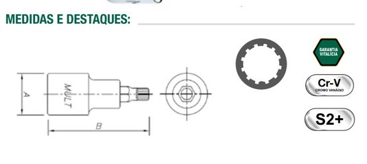 Chave Soquete Multidentado 1/2 X M06 ST24802SC Sata