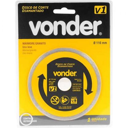 Disco de Corte diamantado 110x20mm liso v1 Vonder
