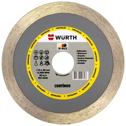 Disco Diamantado W-Max 110 x 20mm Liso Wurth