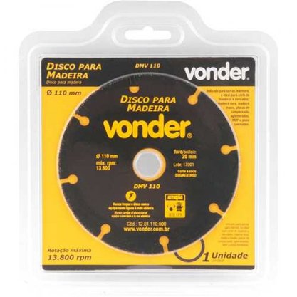 Disco de Corte para Madeira 110x20mm Vonder