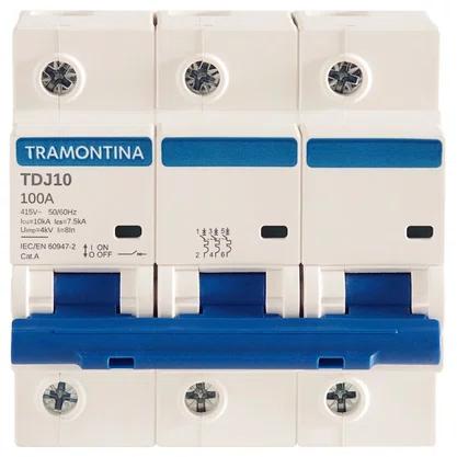 Disjuntor 3 P 100 A 10 kA curva C Tramontina