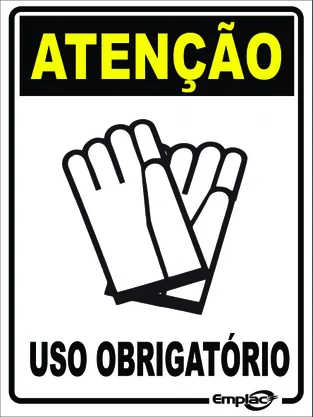 Epi placa pvc uso obrigatorio de luvas 20x15cm Emplac