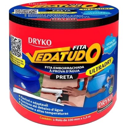 Fita vedatudo preta 10cm x 1.5 metro Dryko