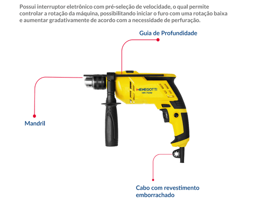 Furadeira de impacto 1/2 MFI 750w 220V Menegotti