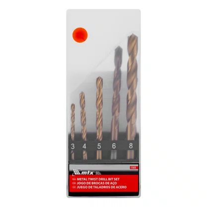 Jogo de Brocas Aço Rápido 3 a 8mm Titânio 5pcs MTX