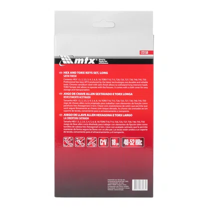Jogo de Chaves Allen e Torx 1.5–10mm / T10–T50 MTX