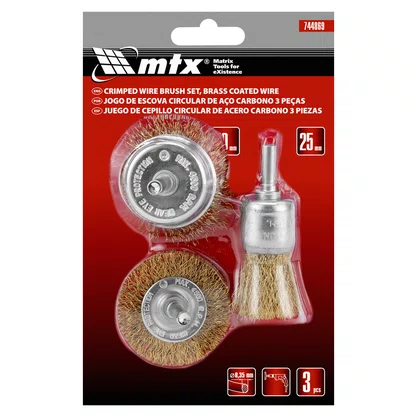 Jogo de Escova de Aço P/parafusadeira c/Haste 3pcs MTX