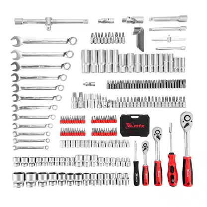 Jogo de Ferramentas 216 Peças 1/4" 3/8" 1/2" – MTX