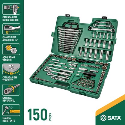 Jogo de Ferramentas Profissional 150Pc Sata