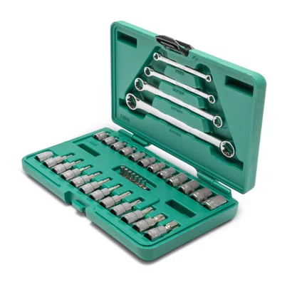 Jogo de Soquetes e Chaves E-Torx 35 Pc 1/4" e 3/8" SATA