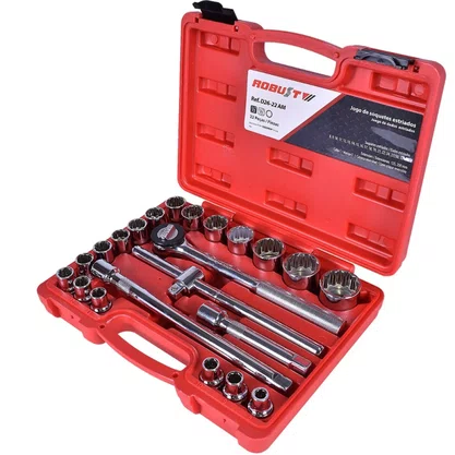 Jogo de Soquetes Estriados 1/2” 22 Peças Robust