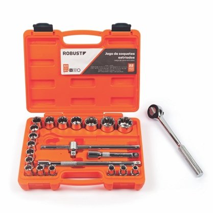Jogo de Soquetes Estriados 1/2” 22 Peças Robust