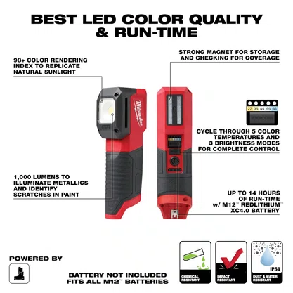 Lanterna de estética automotiva 12v Milwaukee