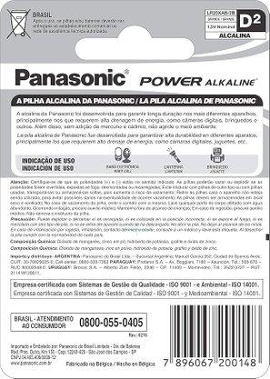 Pilha Alcalina D2 Power Alkaline  Panasonic