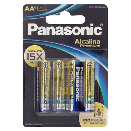 Pilha Alcalina Premium AA 4 Unidades — Panasonic