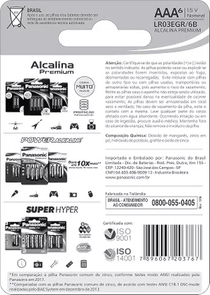 Pilha Alcalina Premium AAA 4 Unidades — Panasonic