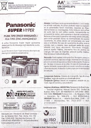 Pilha Cartela Super Hyper AA 4 Un Panasonic