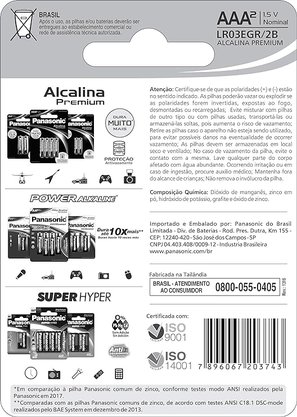Pilha Panasonic Alcalina Premium Palito AAA 2Un