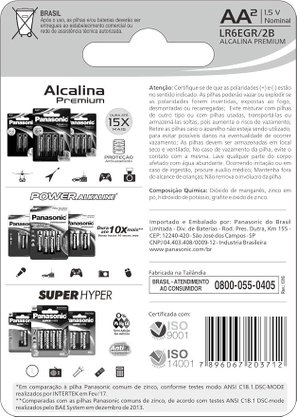 Pilha Panasonic Alcalina Premium Pequena AA 2un