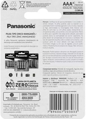 Pilha Super Hyper AAA 4 Unidades — Panasonic