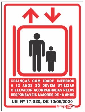Placa Sinalizadora Elevador 20x15cm - Emplac