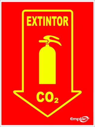 Placa Sinalizadora Extintor CO2 20x15cm - Emplac