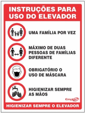 Placa Sinalizadora Uso do Elevador 20x15cm - Emplac