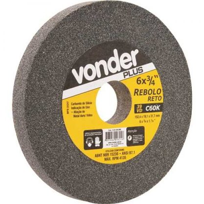 Rebolo Reto Verde Grão 60 6x3/4 Vonder