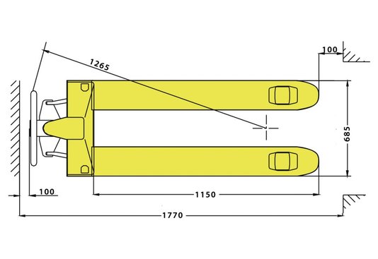 Transpallet 2 Ton x 685 Roda de nylon simples Menegotti