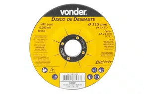 Disco Para Desbaste de Ferro de 4.1/2'' x 1/4'' x 7/8'' Vonder