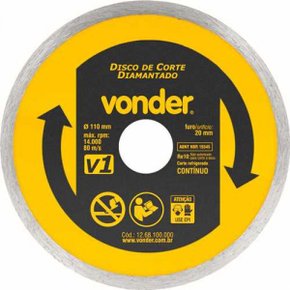 Disco de Corte diamantado 110x20mm liso v1 Vonder