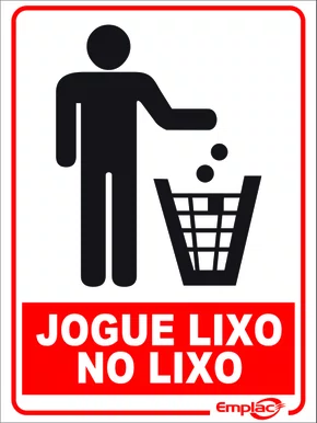 Epi placa pvc jogue lixo no lixo 20x15cm Emplac