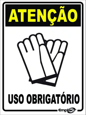 Epi placa pvc uso obrigatorio de luvas 20x15cm Emplac