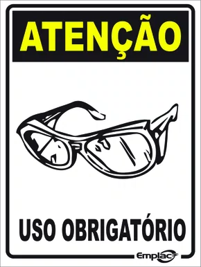 Epi placa pvc uso obrigatorio de oculos 20x15cm Emplac