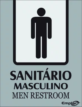 Epi placa sanitario masculino prata 20x15cm Emplac