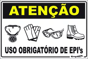 Epi placa uso Obrigatório de Epi's 30x20cm Emplac