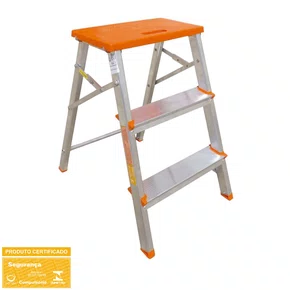 Escada banqueta de alumínio 3 degraus Botafogo