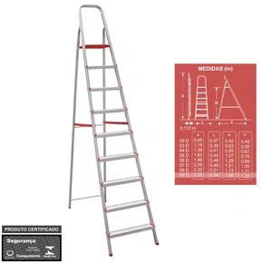 Escada domestica de alumínio 9 degraus Botafogo