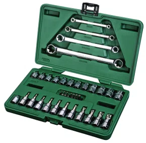 Jogo de Soquetes e Chaves E-Torx 35 Pc 1/4" e 3/8" SATA