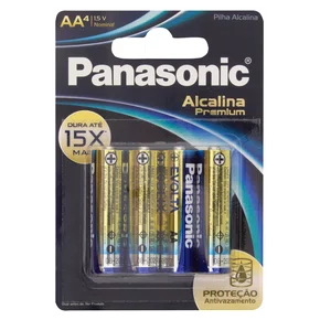 Pilha Alcalina Premium AA 4 Unidades — Panasonic