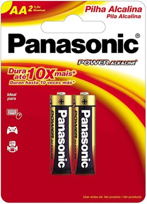 Pilha cartela alcalina AA 2 Un Panasonic