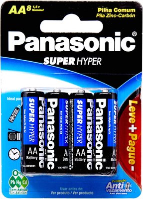 Pilha Cartela Super Hyper AA 4 Un Panasonic