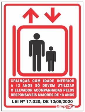 Placa Sinalizadora Elevador 20x15cm - Emplac
