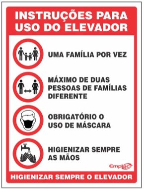 Placa Sinalizadora Uso do Elevador 20x15cm - Emplac