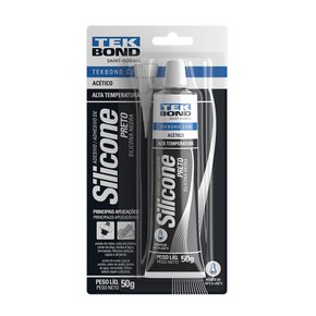 Silicone Acético Alta Temperatura Preto 50g Tekbond